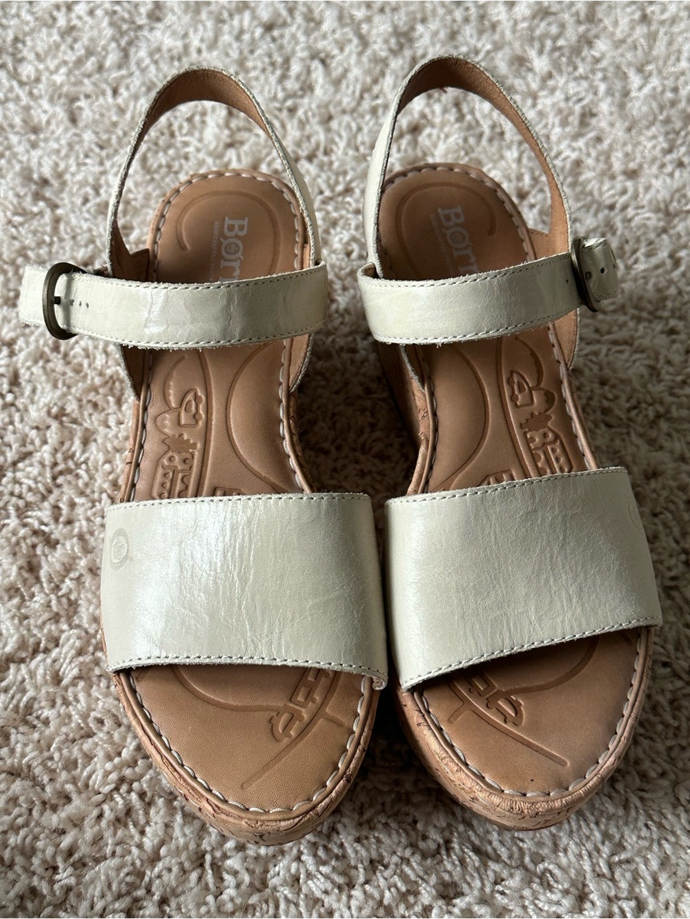 Born Ivory Leather Slingback Sandals
